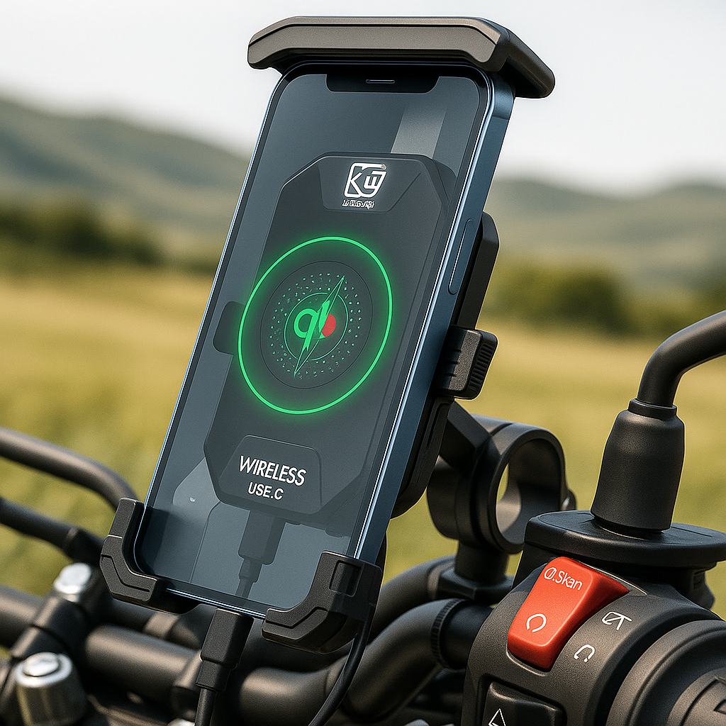 Soporte teléfono de motocicleta con cargador inalámbrico